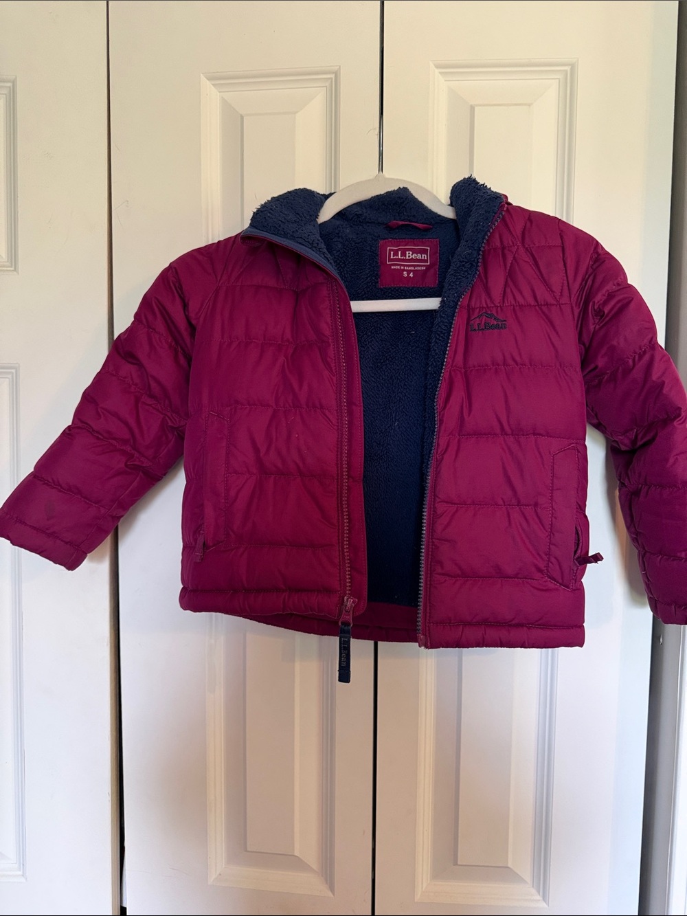 L.L. Bean Kids' Insulated Hooded Jacket - Raspberry